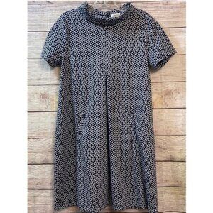 Tyler Boe Kristen Jacquard Navy Knit Print Foldover Mock Neck dress